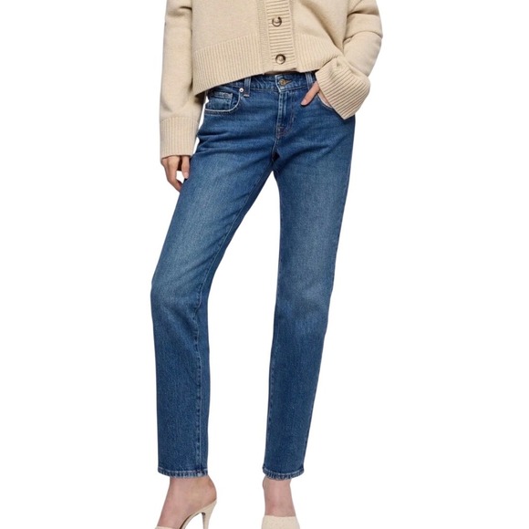 7 For All Mankind Denim - 7 For All Mankind Low Cigarette Jeans Women 28 Blue NWT Straight Leg Denim